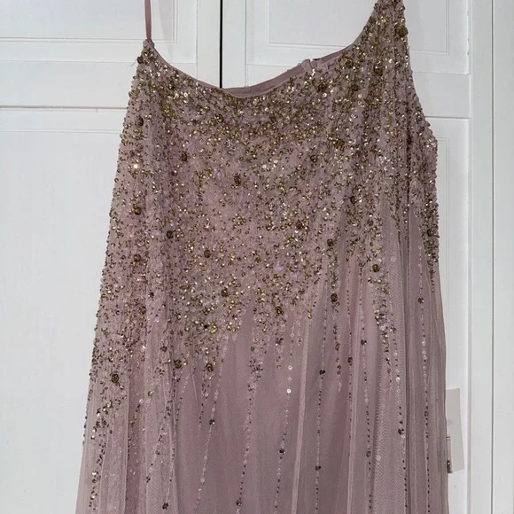 NWT Mac Duggal 9224 Pink One Shoulder Embellished Trapeze A Line Gown Size 14 - Picture 17 of 17